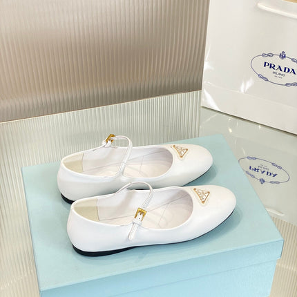 PRA NAPPA MARY JANE FLAT WHITE LAMBSKIN