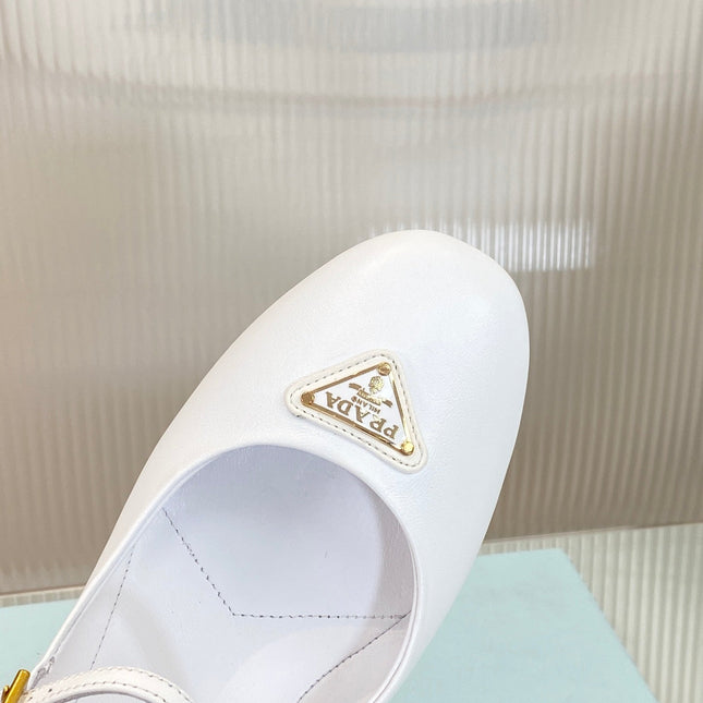 PRA NAPPA MARY JANE FLAT WHITE LAMBSKIN