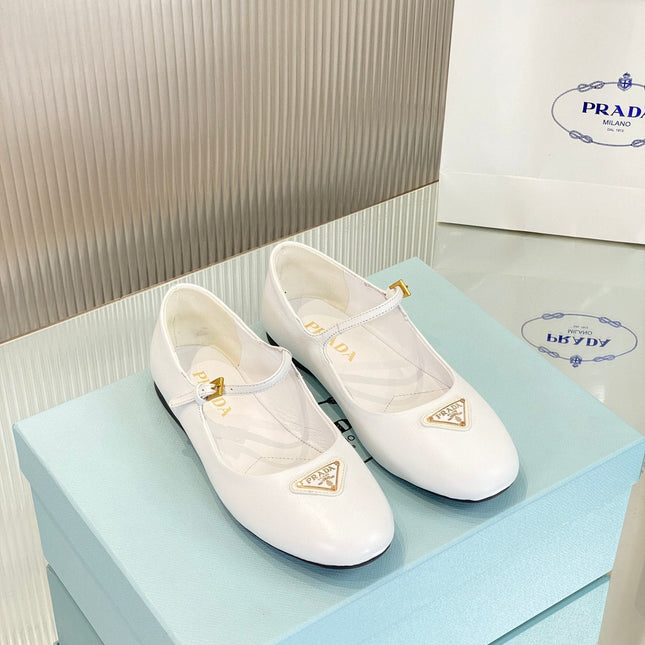 PRA NAPPA MARY JANE FLAT WHITE LAMBSKIN