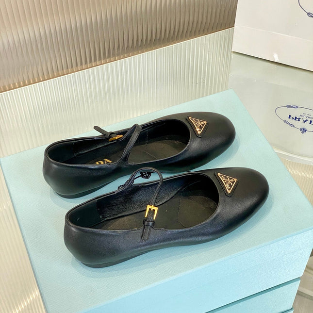 PRA NAPPA MARY JANE FLAT BLACK LAMBSKIN