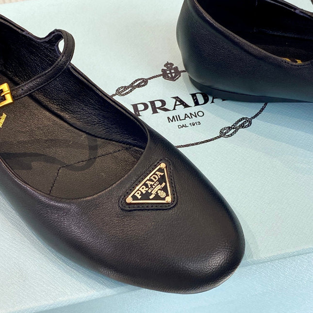 PRA NAPPA MARY JANE FLAT BLACK LAMBSKIN