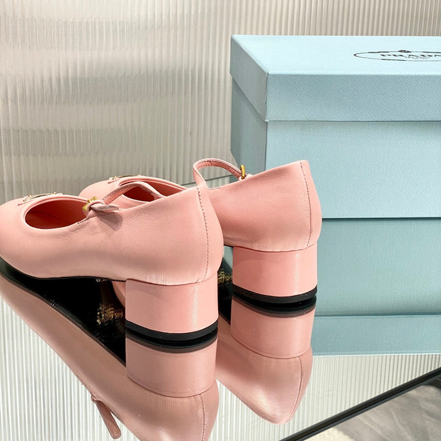 PRA NAPPA MARY JANE PUMPS LIGHT PINK LAMBSKIN