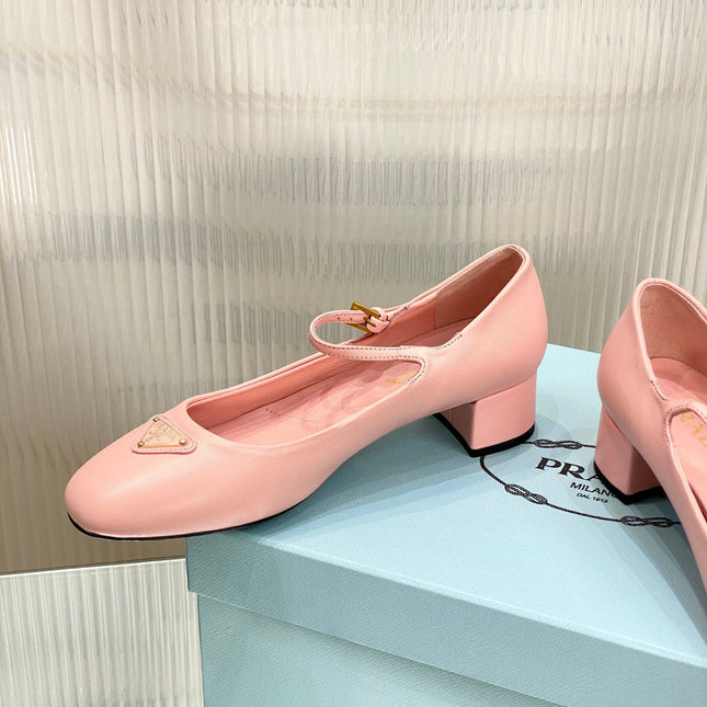 PRA NAPPA MARY JANE PUMPS LIGHT PINK LAMBSKIN