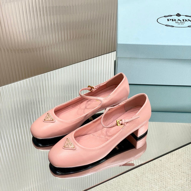 PRA NAPPA MARY JANE PUMPS LIGHT PINK LAMBSKIN