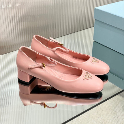 PRA NAPPA MARY JANE PUMPS LIGHT PINK LAMBSKIN