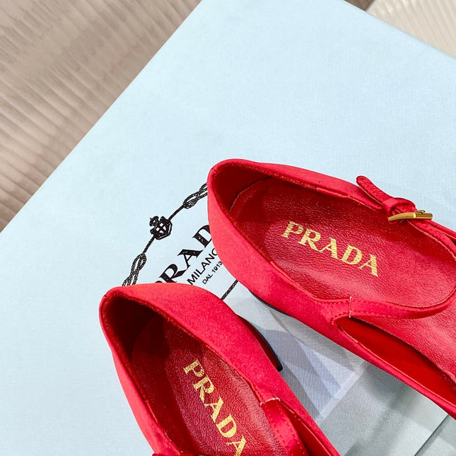 PRA NAPPA MARY JANE PUMPS CRIMSON SATIN