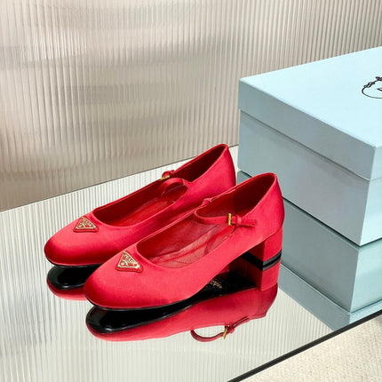 PRA NAPPA MARY JANE PUMPS CRIMSON SATIN