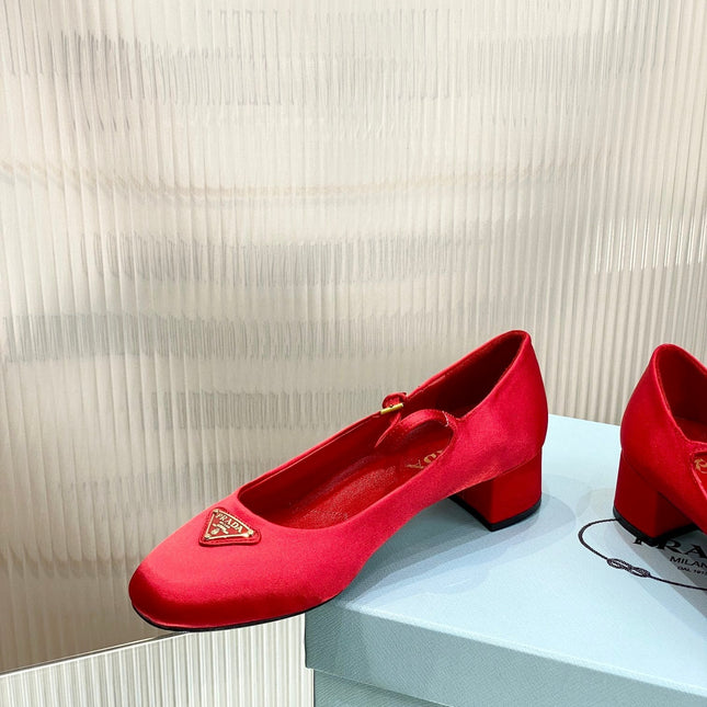 PRA NAPPA MARY JANE PUMPS CRIMSON SATIN