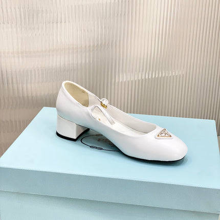PRA NAPPA MARY JANE PUMPS WHITE LAMBSKIN