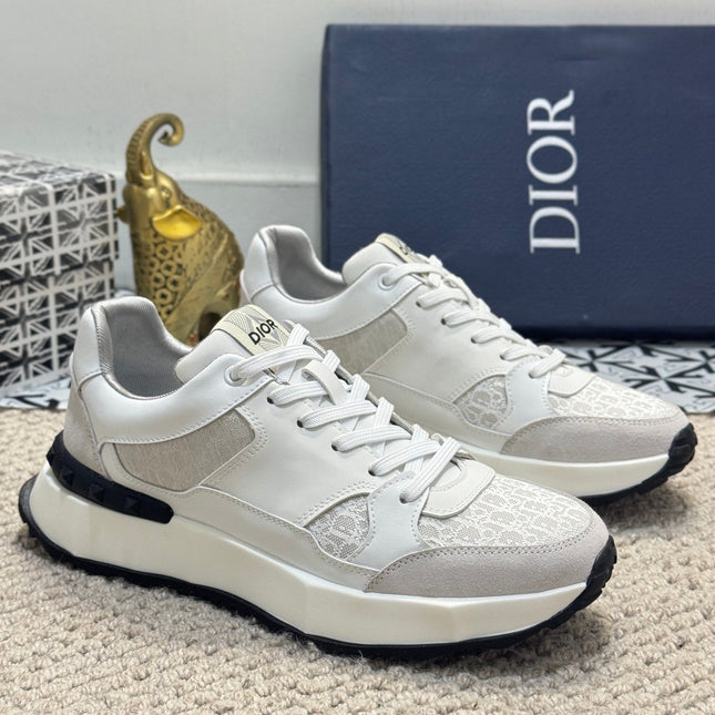 CD B25 SNEAKER WHITE AND BEIGE CALFSKIN