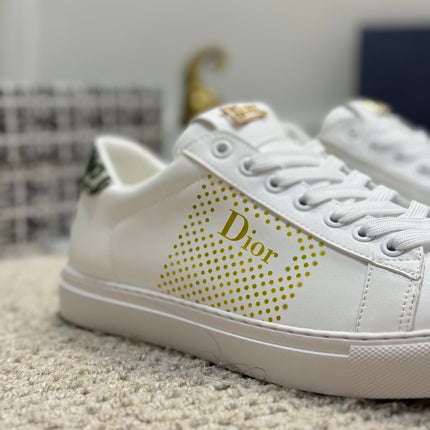 CD LOW TOP BASIC SNEAKER WHITE AND YELLOW CALFSKIN