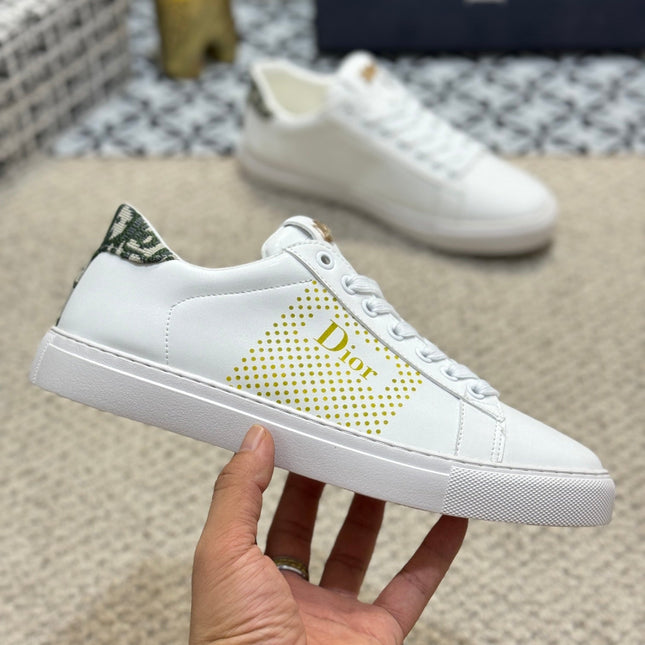 CD LOW TOP BASIC SNEAKER WHITE AND YELLOW CALFSKIN