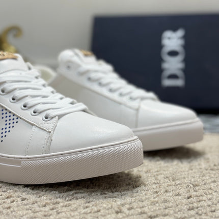 CD LOW TOP BASIC SNEAKER WHITE AND COBALT CALFSKIN