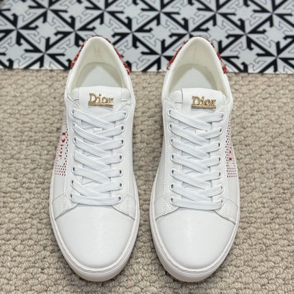 CD LOW TOP BASIC SNEAKER WHITE AND RED CALFSKIN