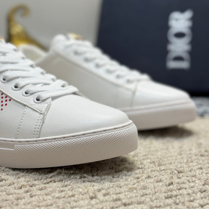 CD LOW TOP BASIC SNEAKER WHITE AND RED CALFSKIN