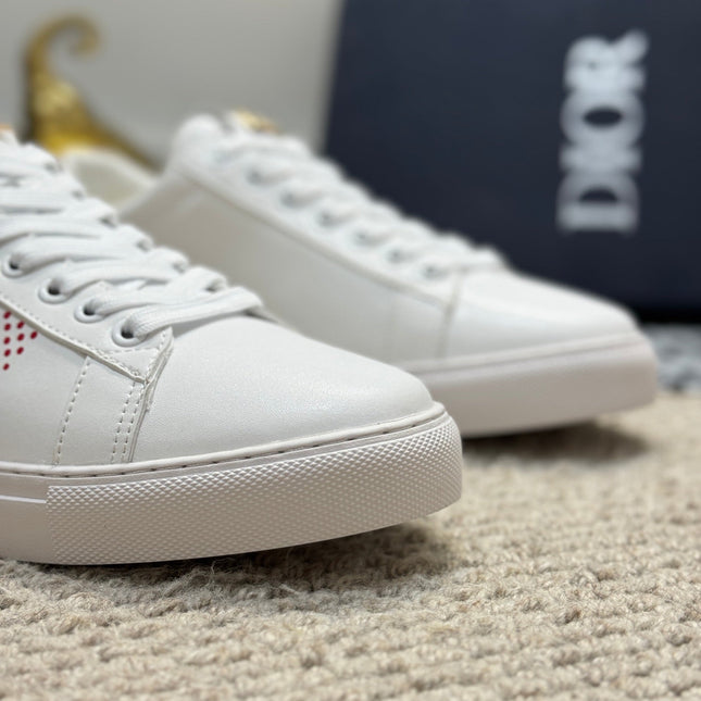 CD LOW TOP BASIC SNEAKER WHITE AND RED CALFSKIN