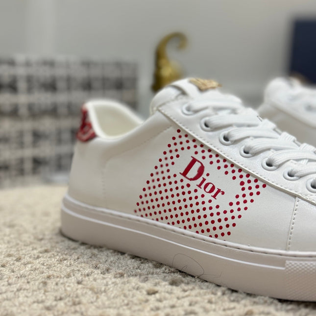CD LOW TOP BASIC SNEAKER WHITE AND RED CALFSKIN
