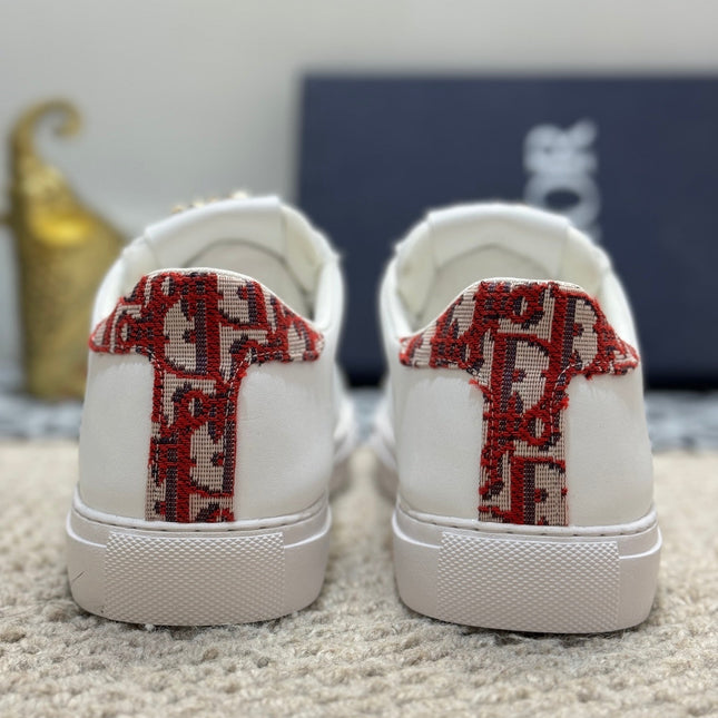 CD LOW TOP BASIC SNEAKER WHITE AND RED CALFSKIN