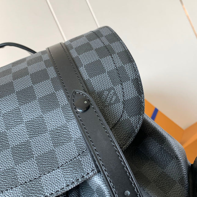 CHRISTOPHER MM BACKPACK 47 IN BLACK DAMIER GRAPHITE CANVAS