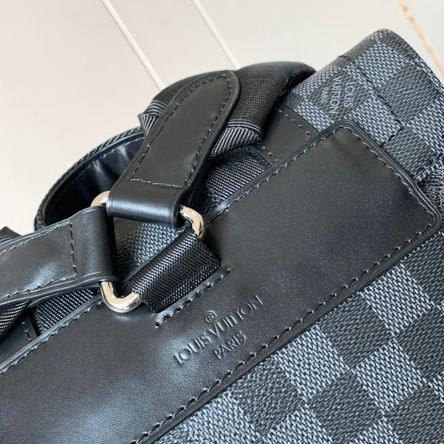 CHRISTOPHER MM BACKPACK 47 IN BLACK DAMIER GRAPHITE CANVAS