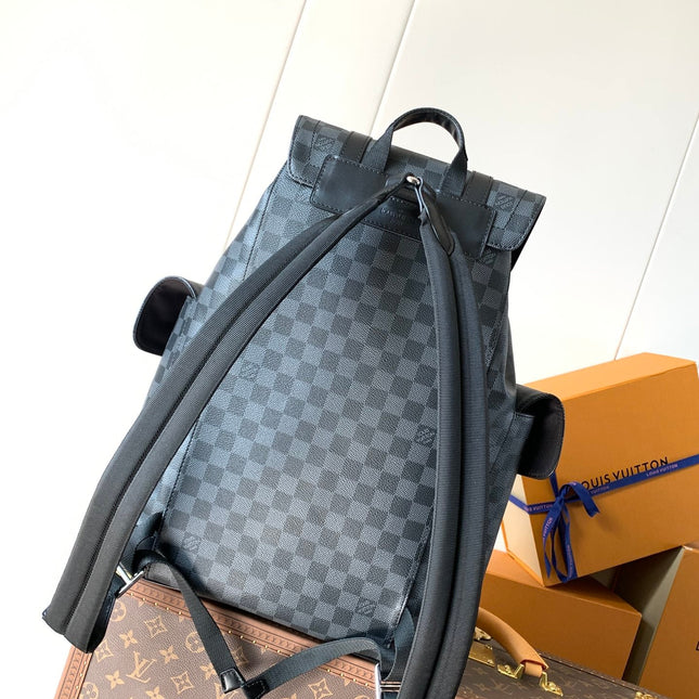 CHRISTOPHER MM BACKPACK 47 IN BLACK DAMIER GRAPHITE CANVAS