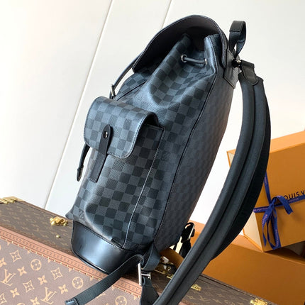 CHRISTOPHER MM BACKPACK 47 IN BLACK DAMIER GRAPHITE CANVAS