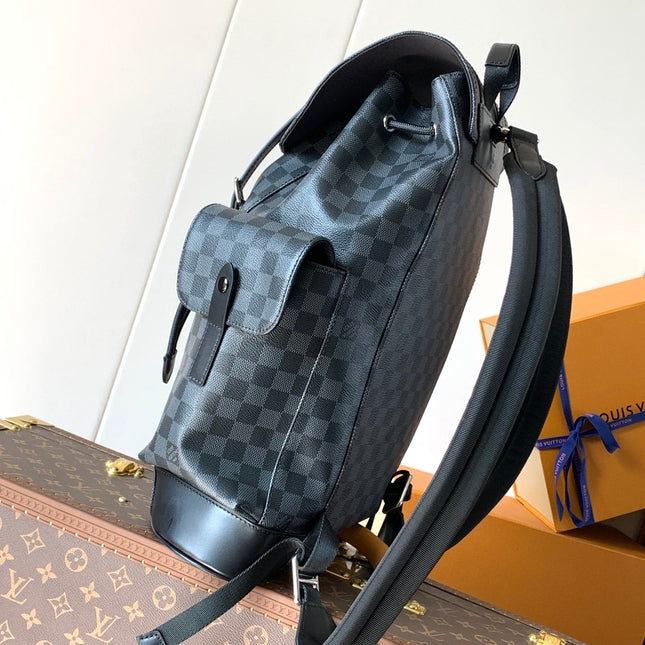 CHRISTOPHER MM BACKPACK 47 IN BLACK DAMIER GRAPHITE CANVAS