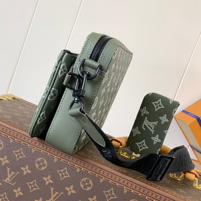 TRIO MESSENGER BAG 25 IN GREEN MONOGRAM SHADOW CALFSKIN