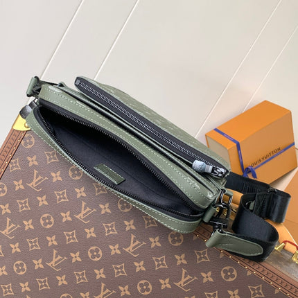 TRIO MESSENGER BAG 25 IN GREEN MONOGRAM SHADOW CALFSKIN