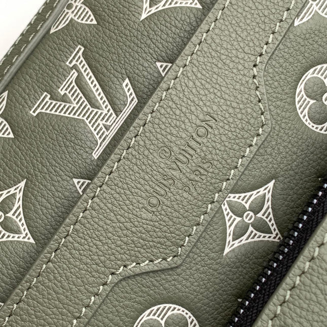 TRIO MESSENGER BAG 25 IN GREEN MONOGRAM SHADOW CALFSKIN