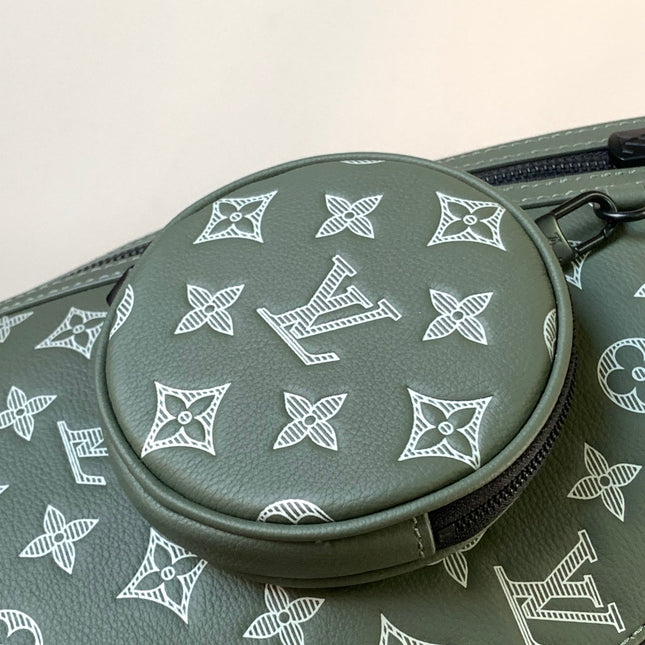 DUO CROSSBAG BAG 42 IN GREEN AND WHITE MONOGRAM SHADOW COWHIDE