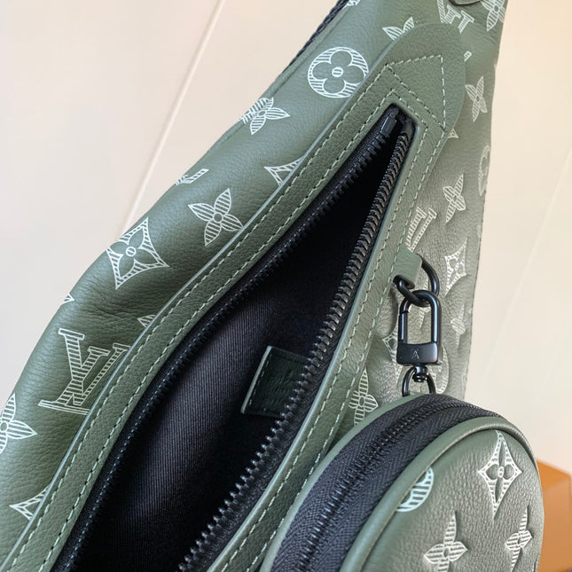 DUO CROSSBAG BAG 42 IN GREEN AND WHITE MONOGRAM SHADOW COWHIDE