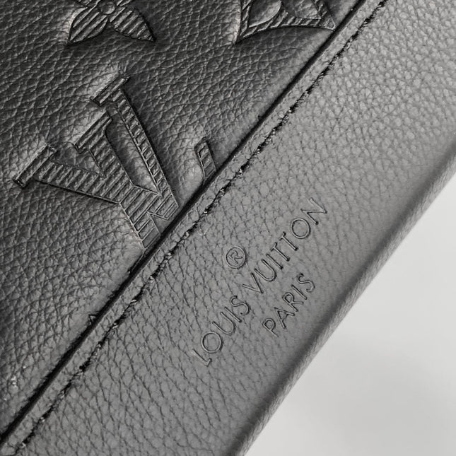 DUO CROSSBAG BAG 42 IN BLACK EMBOSSED CALFSKIN