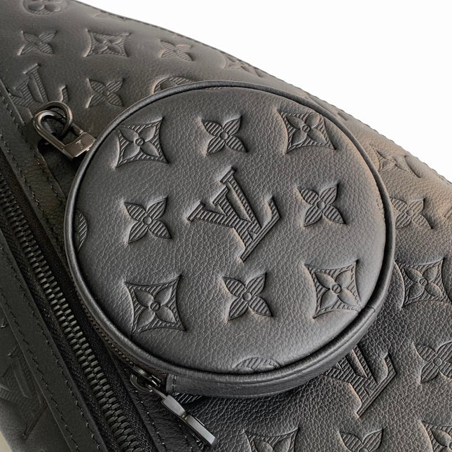 DUO CROSSBAG BAG 42 IN BLACK EMBOSSED CALFSKIN
