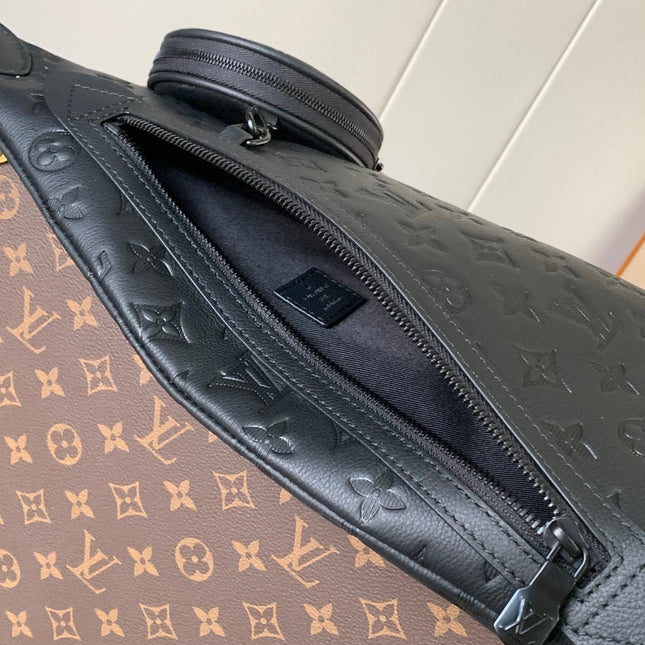 DUO CROSSBAG BAG 42 IN BLACK EMBOSSED CALFSKIN