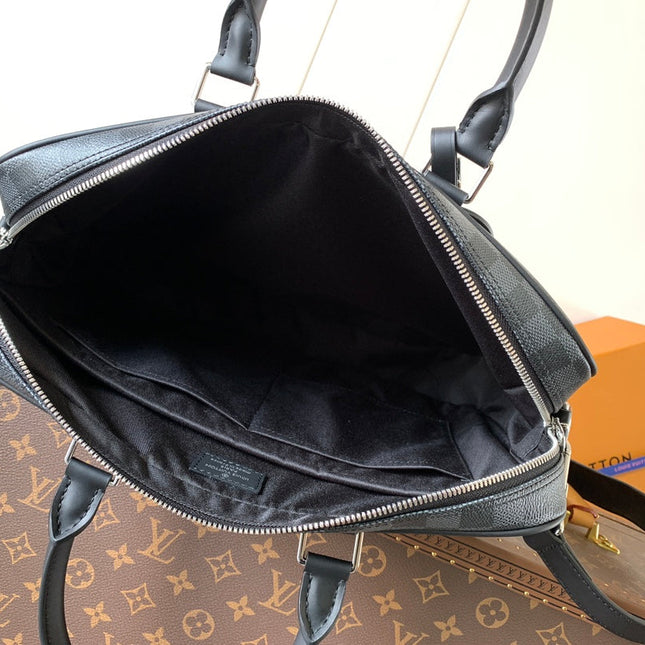 PORTE- DOCUMENTS VOYAGE NM HANDBAG 36 IN BLACK DAMIER GRAPHITE CANVAS