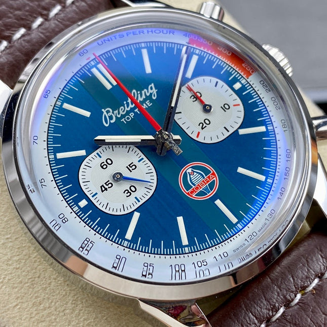 TOP TIME B01 SHELBY COBRA STEEL CASE BLUE MIX WHITE DIAL