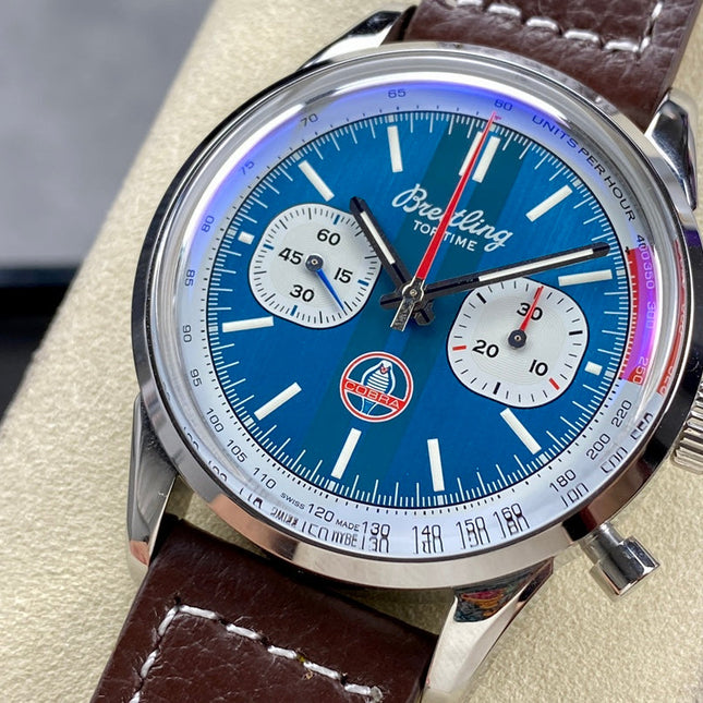 TOP TIME B01 SHELBY COBRA STEEL CASE BLUE MIX WHITE DIAL