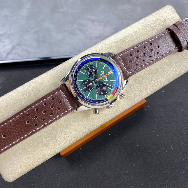 TOP TIME B01 FORD MUSTANG STEEL CASE BROWN CALFSKIN STRAP
