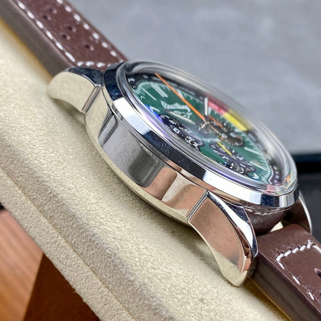 TOP TIME B01 FORD MUSTANG STEEL CASE BROWN CALFSKIN STRAP