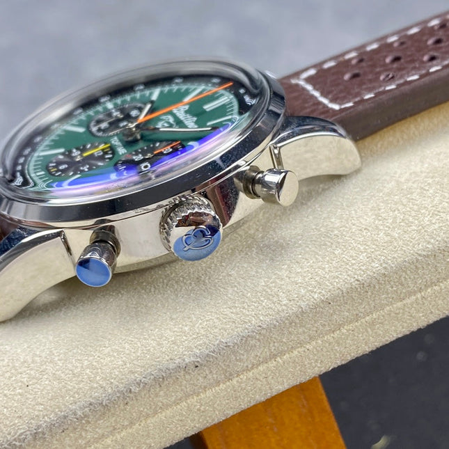 TOP TIME B01 FORD MUSTANG STEEL CASE BROWN CALFSKIN STRAP