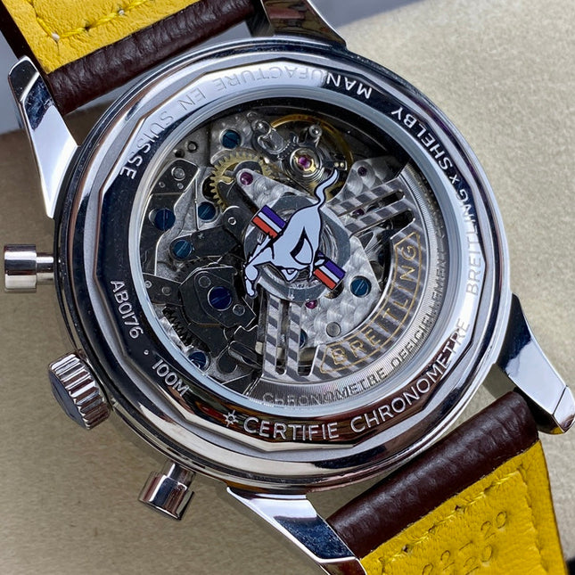TOP TIME B01 FORD MUSTANG STEEL CASE BROWN CALFSKIN STRAP