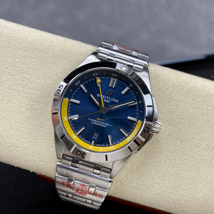 CHRONOMAT AUTOMATIC GMT 40 ALL STEEL BLUE MIX YELLOW DIAL