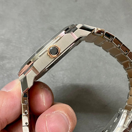 OCTO 41 AUTOMATIC ROSE GOLD AND STEEL WHITE DIAL