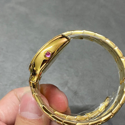 SERPENTI TUBOGAS QUARTZ YELLOW GOLD BLACK DIAL