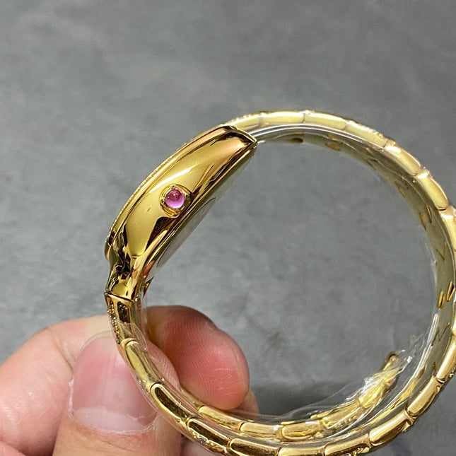 SERPENTI TUBOGAS QUARTZ YELLOW GOLD BLACK DIAL