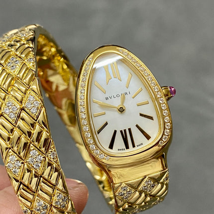SERPENTI TUBOGAS QUARTZ YELLOW GOLD WHITE DIAL