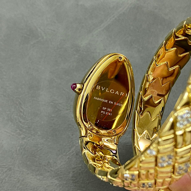 SERPENTI TUBOGAS QUARTZ YELLOW GOLD WHITE DIAL
