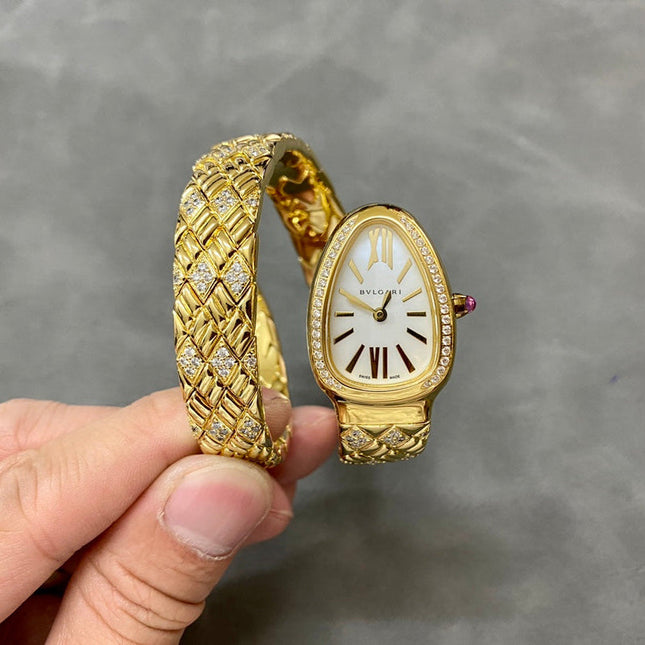 SERPENTI TUBOGAS QUARTZ YELLOW GOLD WHITE DIAL