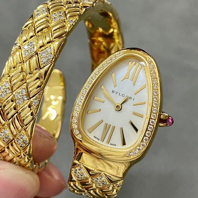 SERPENTI TUBOGAS QUARTZ YELLOW GOLD WHITE DIAL